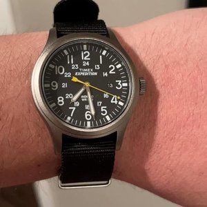 Timex Men's TW4B01900GP Expedition Black Dial Black Leather Strap